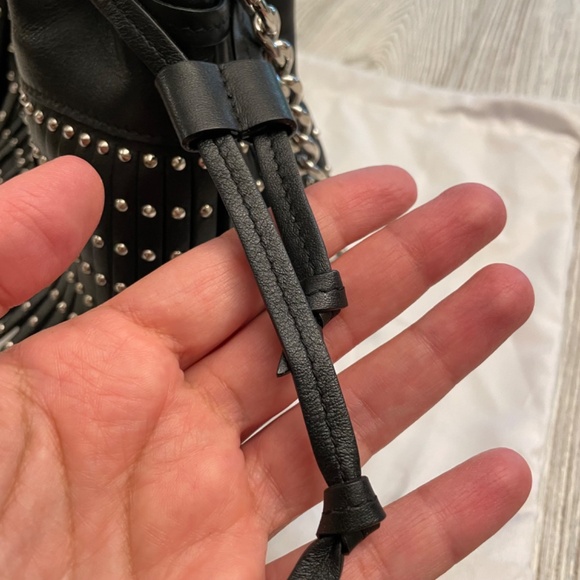 JIMMY CHOO Callie Studded Leather Bucket Bag Black & Silver - Picture 7 of 15